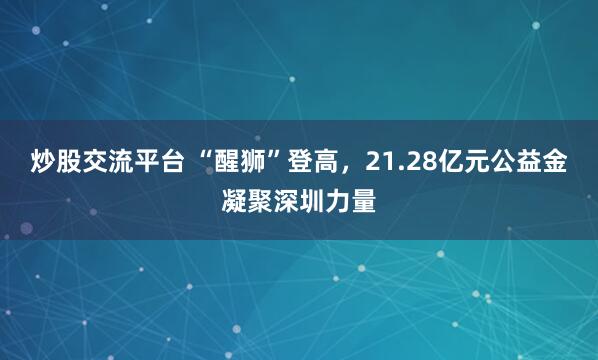 炒股交流平台 “醒狮”登高,21.28亿元公益金凝聚深圳力量